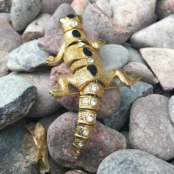 Brooch Vintage Retro Salamander Jewels Articulated - Picture 1 of 16